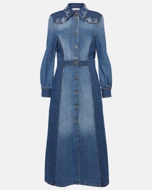 Chloe Embroidered denim shirt dress