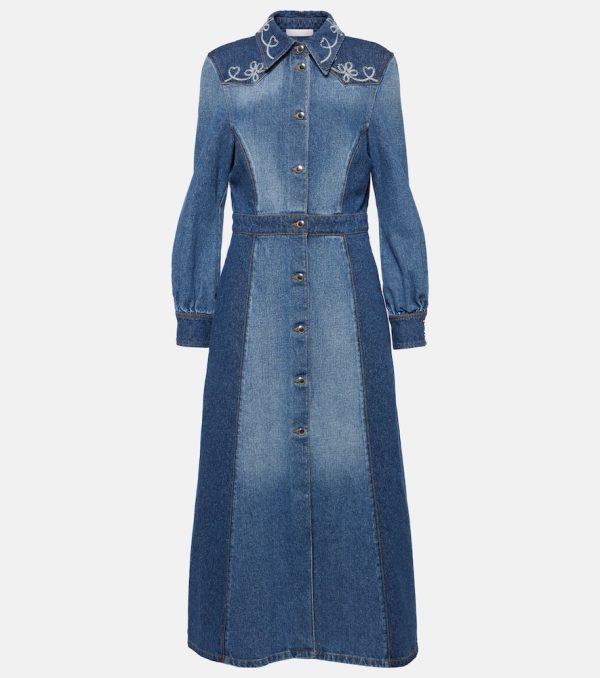 Chloe Embroidered denim shirt dress