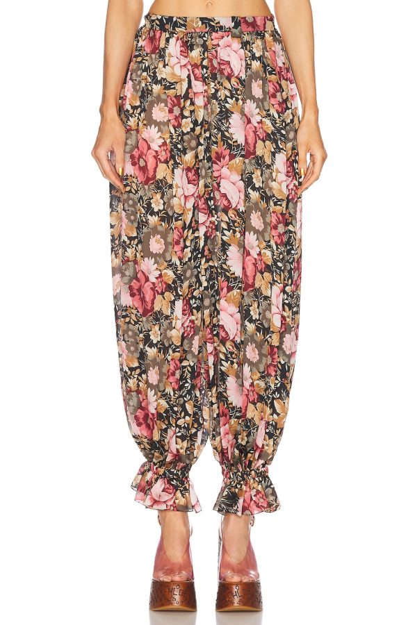 Chloe Flowy Pleated Cropped Pant in Black - Black. Size 36 (also in 38).