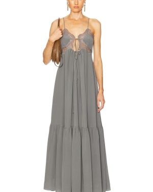 Chloe Flowy Slip Long Dress in Pearly Black - Grey. Size 40 (also in ).