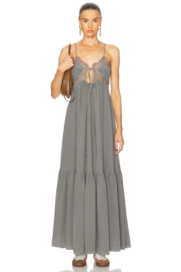 Chloe Flowy Slip Long Dress in Pearly Black - Grey. Size 40 (also in ).