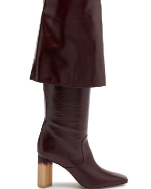 Chloe Georgia 90 Glossed Leather Knee-high Boots - Burgundy - 38 (IT38 / UK5)