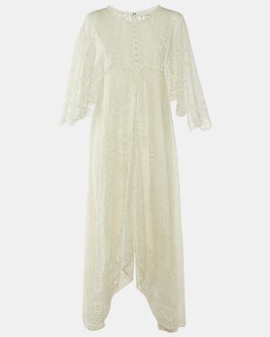 Chloe Iconic White Lace Asymmetric Long Dress S