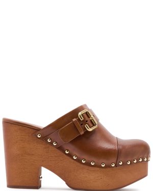 Chloe Jeannette 115 Leather Platform Clogs - Tan - 39 (IT39 / UK6)