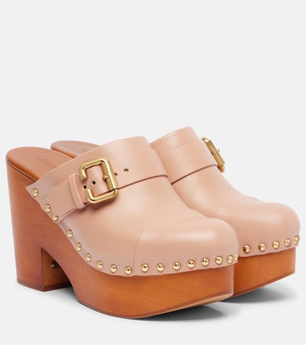 Chloe Jeannette 80 studded leather clogs
