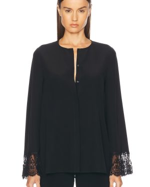 Chloe Lace Cuff Blouse in Black - Black. Size 34 (also in 36, 40).