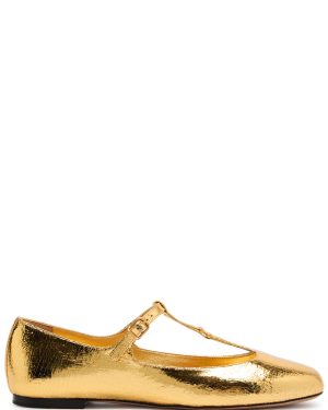 Chloe Marcie Metallic-leather Ballet Flats - Gold - 40 (IT40 / UK7)