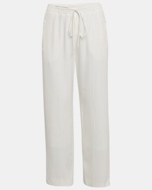 Chloe Milk White Crepe Wide-Leg Pants M