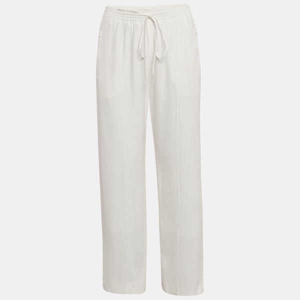 Chloe Milk White Crepe Wide-Leg Pants M