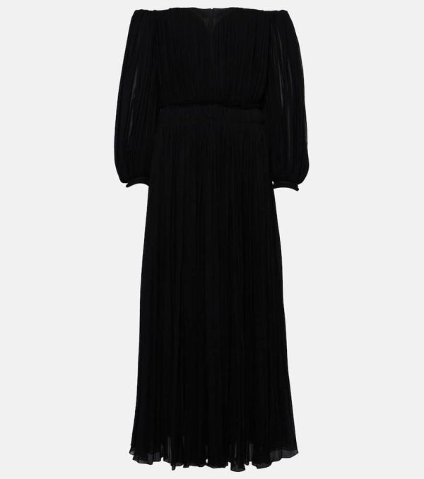 Chloe Off-shoulder virgin wool midi dress
