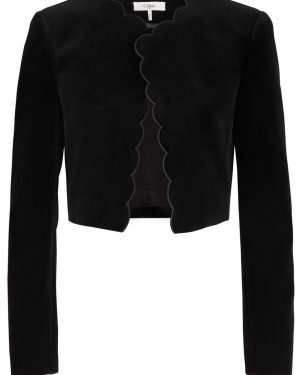 Chloe Scalloped Cropped Velvet Jacket - Black - 38 (UK10 / S)