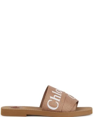 Chloe Woody Logo-print Sliders - Light Pink - 7