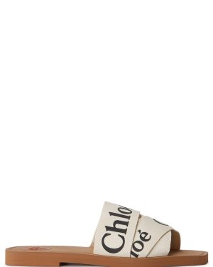 Chloe Woody Logo-print Sliders - White - 42 (IT42 / UK9)