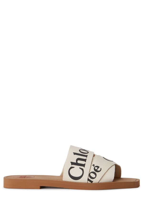 Chloe Woody Logo-print Sliders - White - 42 (IT42 / UK9)