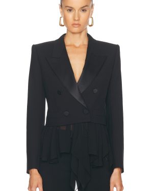 Chloe Wool Gabardine Cropped Blazer in Black - Black. Size 34 (also in ).
