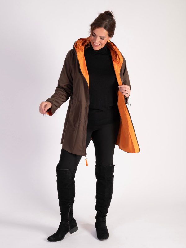 Chocolate/Spice Reversible Raincoat With Zip