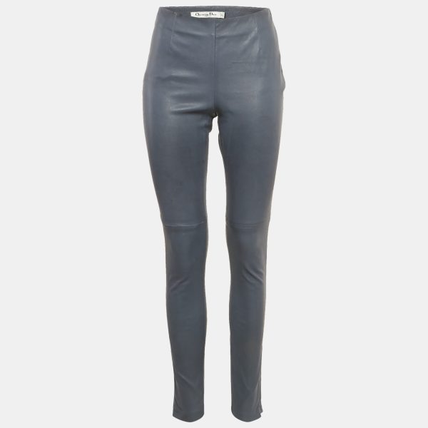 Christian Dior Blue Leather Skinny Pants M