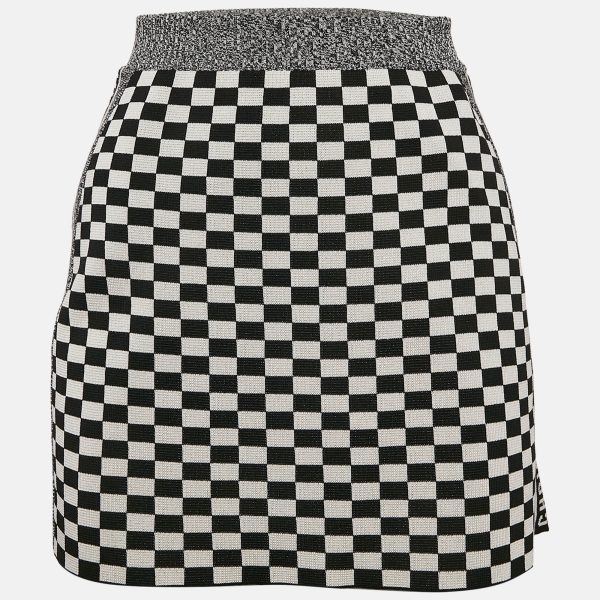 Christian Dior Checkboard Stretch Knit Mini Skirt S
