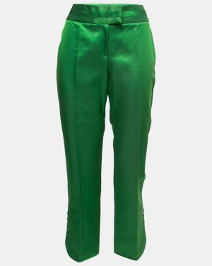 Christian Dior Green Button Detail Cropped Trousers L