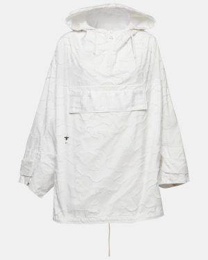 Christian Dior White Textured Tafetta Hooded Oversized Sweatshirt S