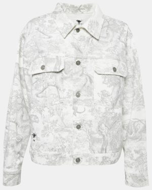 Christian Dior White Toile de Jouy Dioriviera Printed Denim Jacket M