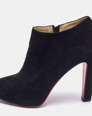 Christian Louboutin Black Suede Belle Ankle Boots Size 37.5
