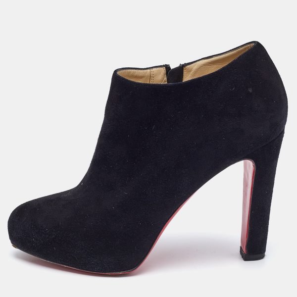 Christian Louboutin Black Suede Belle Ankle Boots Size 37.5