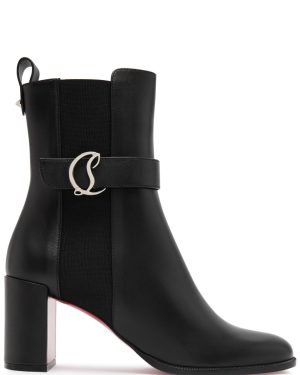 Christian Louboutin CL Chelsea Booty 70 Leather Ankle Boots - Black - 38 (IT38 / UK5)