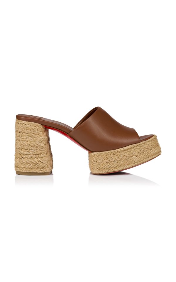 Christian Louboutin - Calakala 85mm Leather Platform Mules - Tan - IT 42 - Moda Operandi