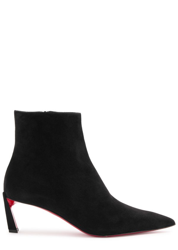 Christian Louboutin Condora 55 Suede Ankle Boots - Black - 37 (IT37 / UK4)
