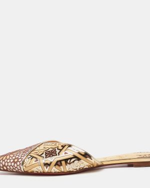 Christian Louboutin Multicolor Laser Cut Leather and Suede Royal Mansour Flat Mules Size 40