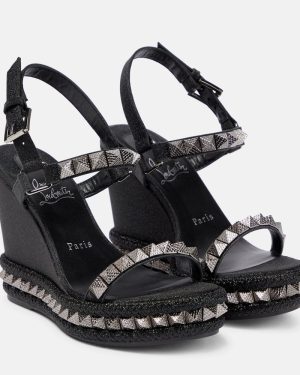 Christian Louboutin Pyraclou embellished leather espadrilles