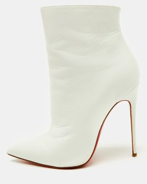 Christian Louboutin White Leather So Kate Ankle Length Boots Size 35.5