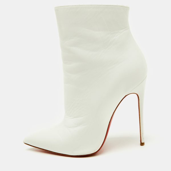 Christian Louboutin White Leather So Kate Ankle Length Boots Size 35.5