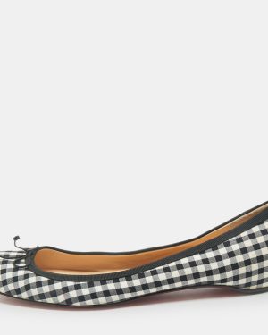 Christian Louboutin White/Black Canvas Ballet Flats Size 39.5