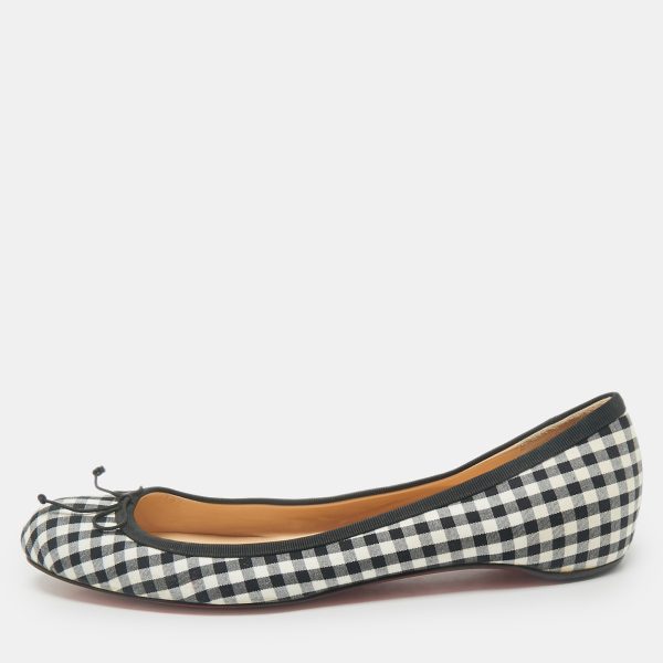 Christian Louboutin White/Black Canvas Ballet Flats Size 39.5