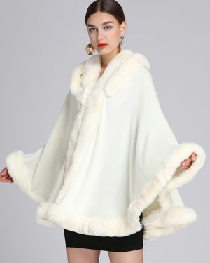 Christmas Cloak Cape Faux Fur Hooded Poncho Coat For Women 2025