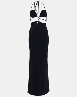 Christopher Esber Black Jersey Cut-Out Maxi Dress M