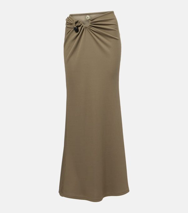 Christopher Esber Embellished ruched jersey maxi skirt