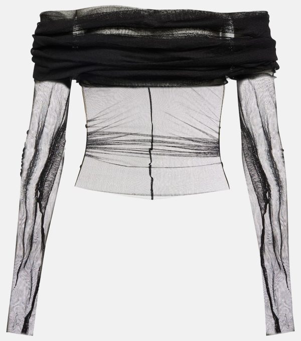 Christopher Esber Sheer off-the-shoulder silk top