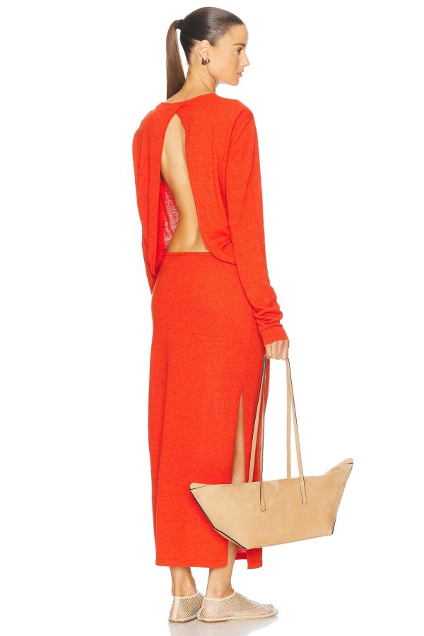 Christopher Esber Straccio Knitted Cutaway Dress in Red - Red. Size L (also in M).