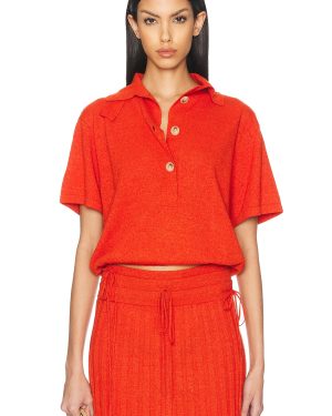Christopher Esber Straccio Knitted Polo Top in Red - Red. Size XS (also in ).