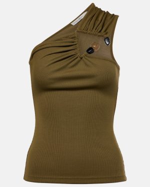 Christopher Esber Tri Crystal ribbed-knit embellished top