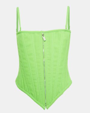 Christopher John Rogers Green Wool Sleeveless Crop Top S