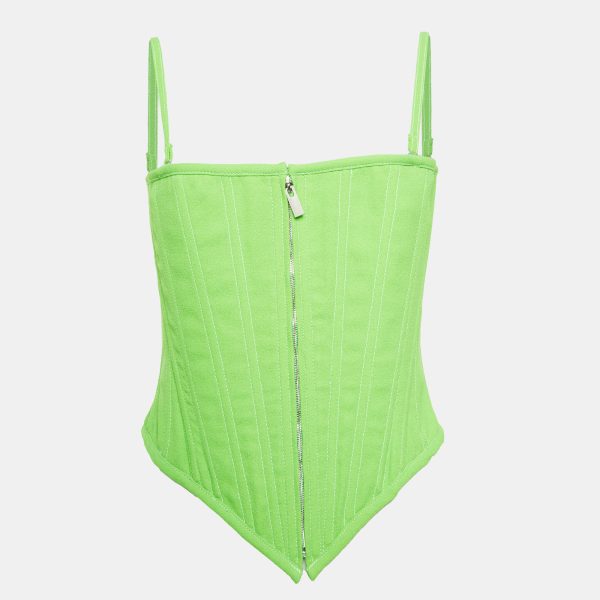 Christopher John Rogers Green Wool Sleeveless Crop Top S