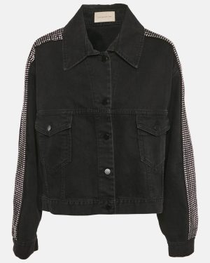 Christopher Kane Black Stud Detail Denim Jacket M