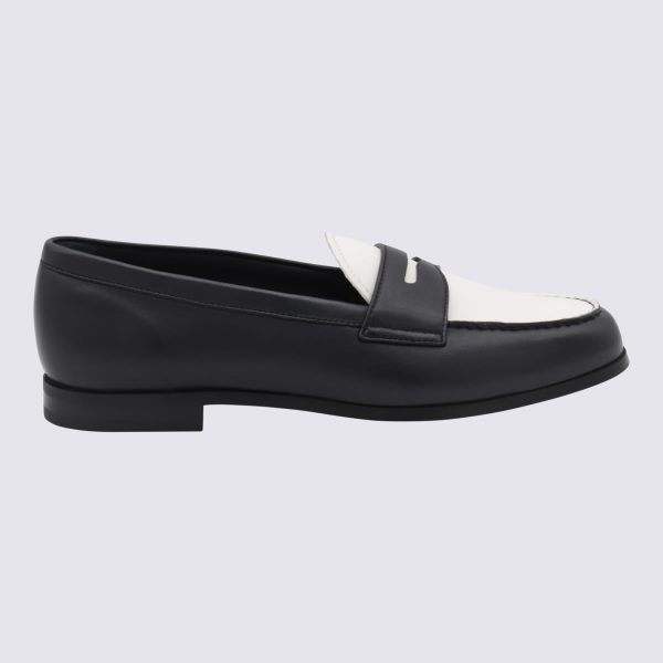 Church's Dark Blue And White Leather Loafers