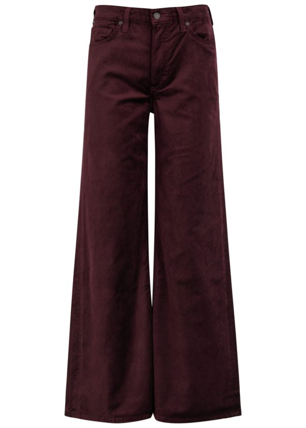Citizens OF Humanity Loli Wide-leg Velvet Trousers - Burgundy - 24 (W24 / UK6 /xs)