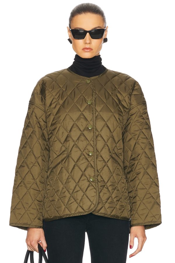 Citizens of Humanity Huntleigh Quilted Coat in Army - Olive. Size L (also in M, S, XL).