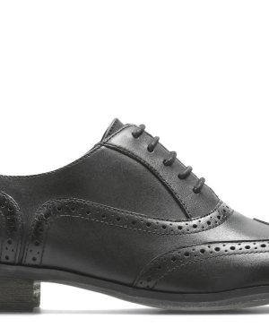 Clarks Hamble Oak Black leather Womens Brogues 4671-34D in a Plain Leather in Size 6.5